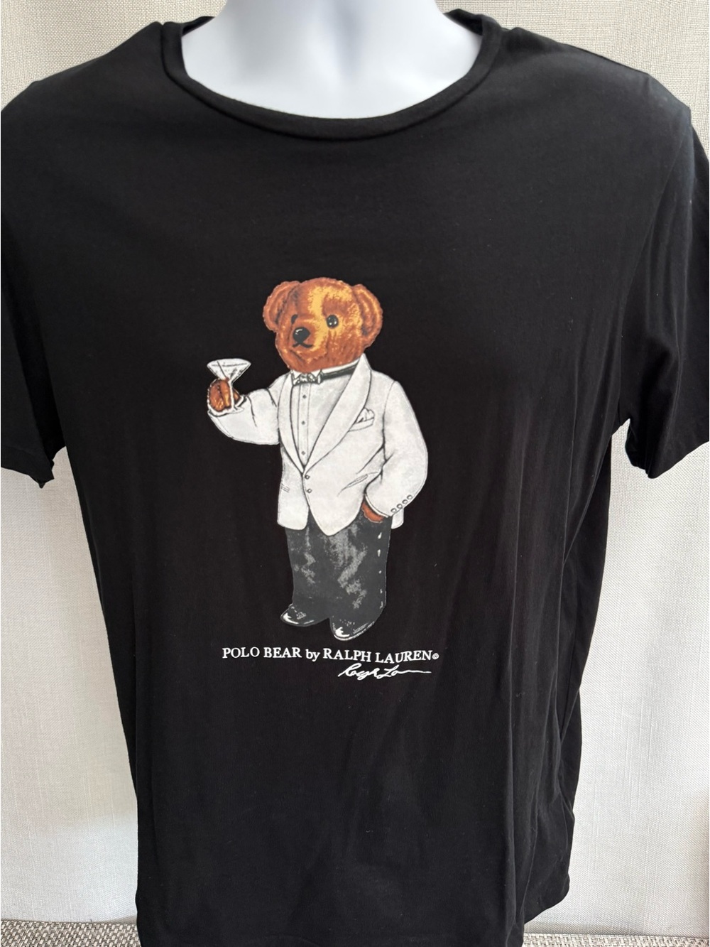 Boy's Polo by Ralph Lauren Black Tee with Tuxedo Polo Bear Print